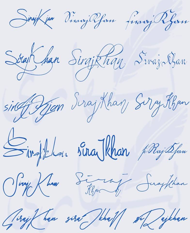 Signatures for Siraj Khan